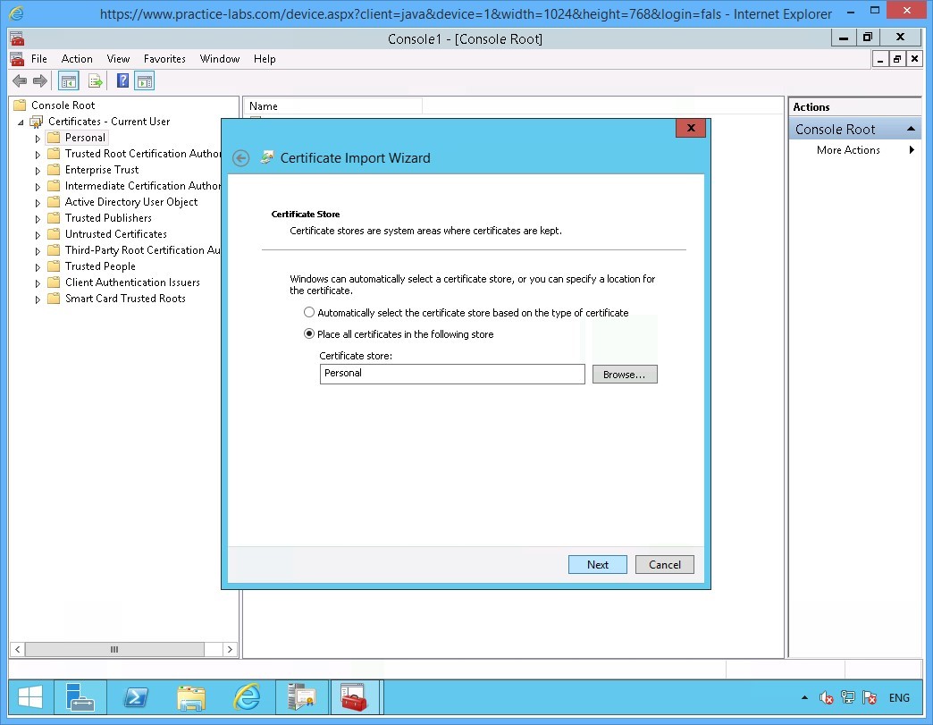 Practice Labs screenshot.